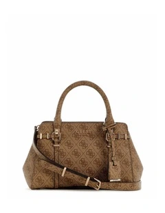 Leona Logo Small Multi Compartment Satchel Bag in Latte Logo