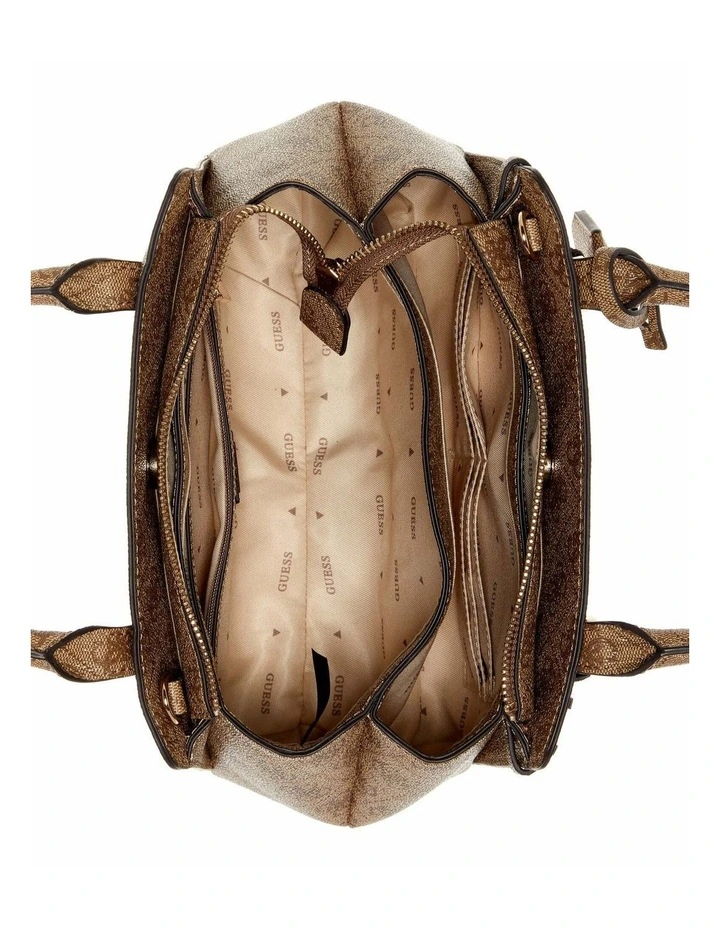 Leona Logo Small Multi Compartment Satchel Bag in Latte Logo image 3