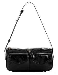 Waldena Small Top Zip Shoulder Bag in Black