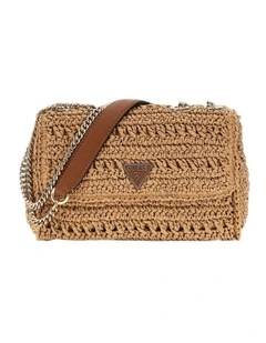 Irene Convertible Crossbody Flap Bag in Natural/Cognac