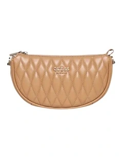 Valla Mini Top Zip Shoulder Bag in Beige