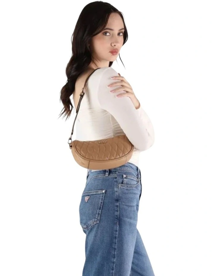 Valla Mini Top Zip Shoulder Bag in Beige image 2