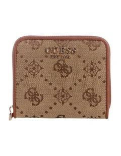 Neda Small Zip Around Wallet in Latte Logo