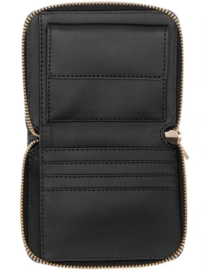 Aldina Small Zip Around Wallet in Black image 3