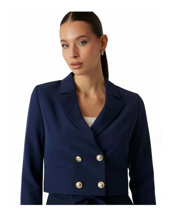 Andree Crop Blazer in Blue image 3