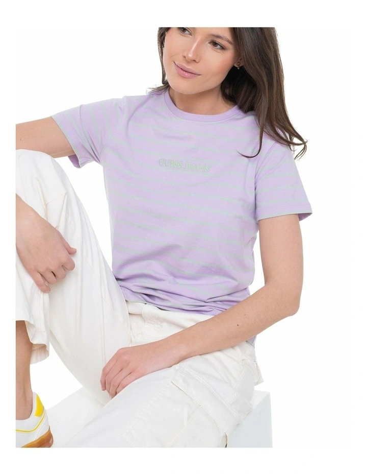 Short Sleeve Regular Yard Striped Tee in Purple image 3