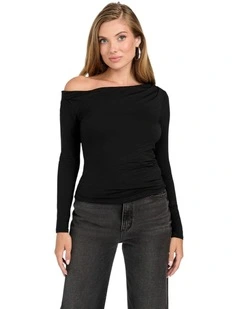 Julianna Long Sleeves Top in Black