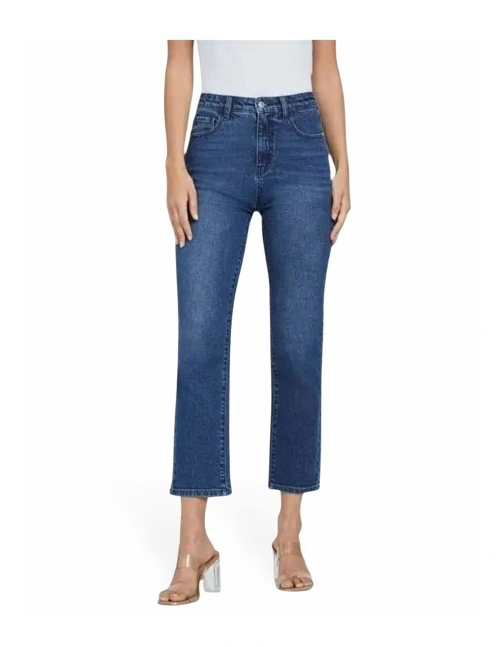 Jeannie High-Rise Straight Jeans in Blue image 1