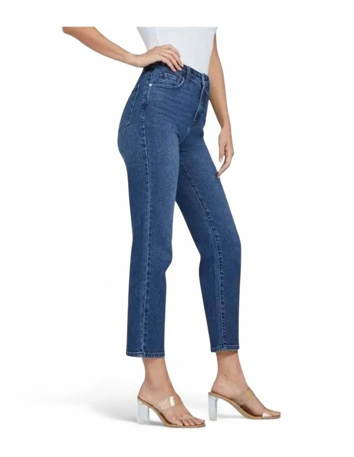 Jeannie High-Rise Straight Jeans in Blue image 3