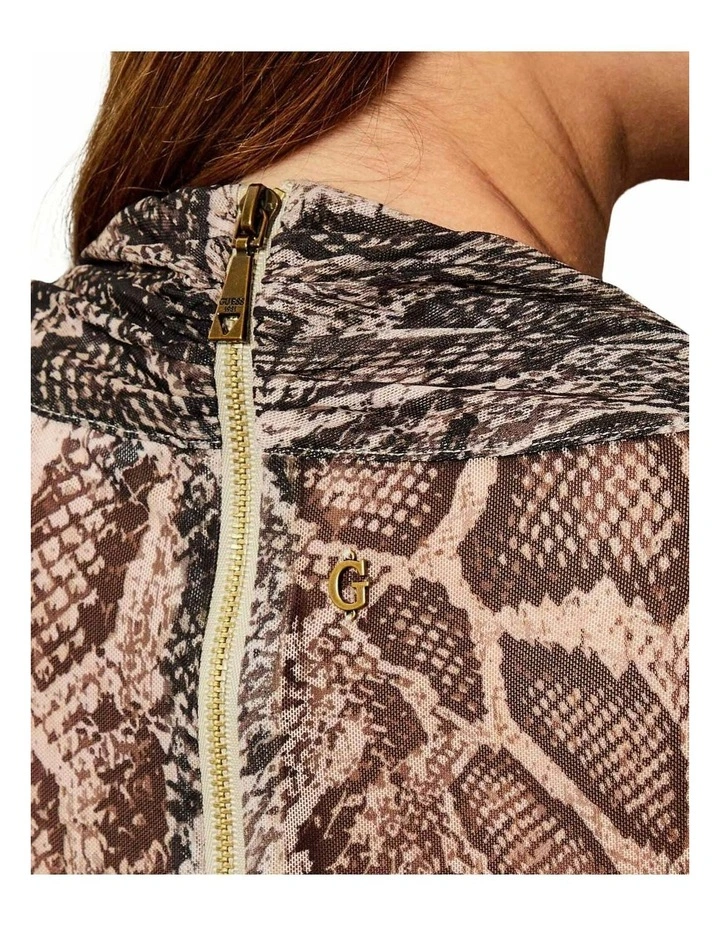 Bernardette Long Sleeve Square Neck Dress in Brown image 4