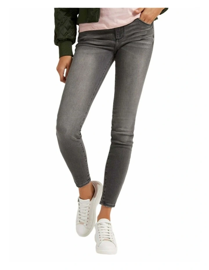 Annette Skinny Mid Rise Jeans in Carrie Grey image 1