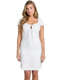 Isabeau Bows Mini Dress in White