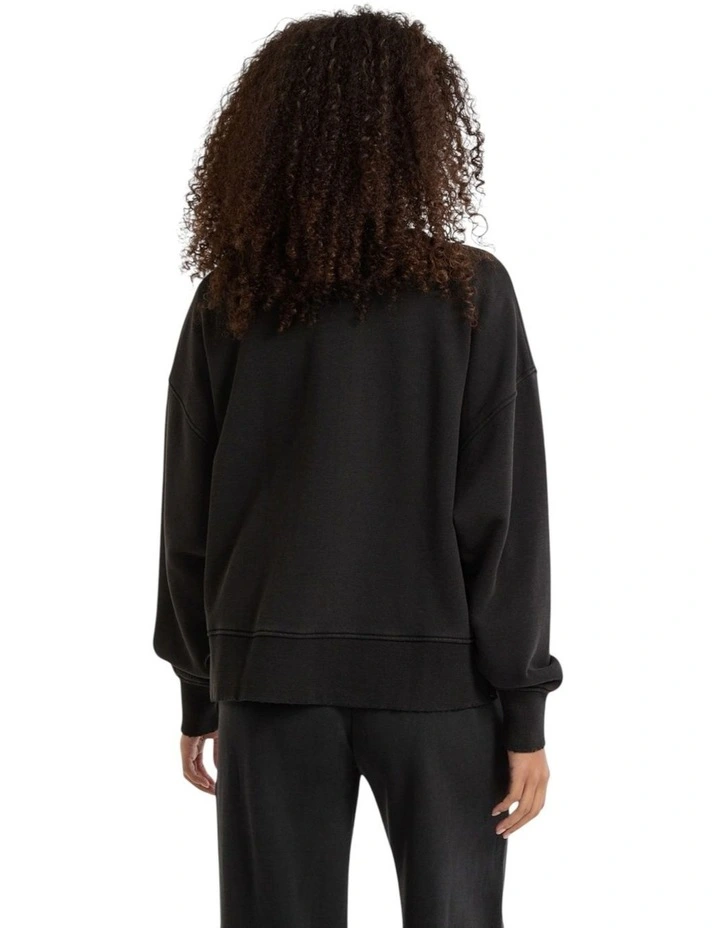 Originals Distressed Baker Crewneck Fleece Sweatshirt in Black image 2