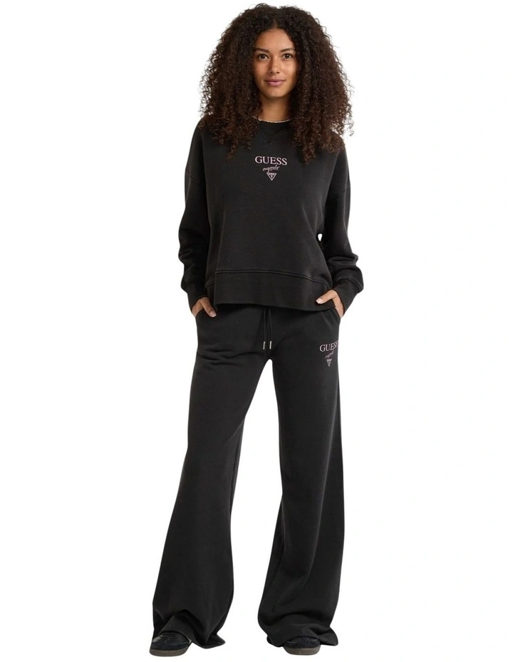 Originals Distressed Baker Crewneck Fleece Sweatshirt in Black image 4