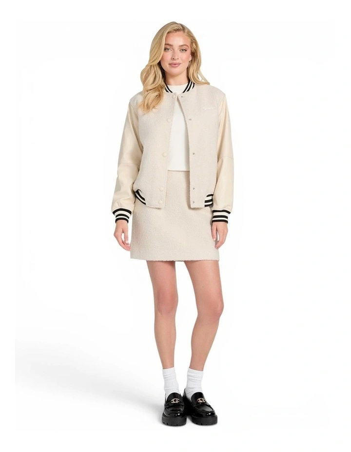 Eco Danielle College Bomber Jacket in Beige image 3