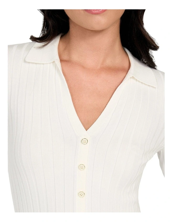 Eco Ribbed Miranda Sweater Top in White image 4