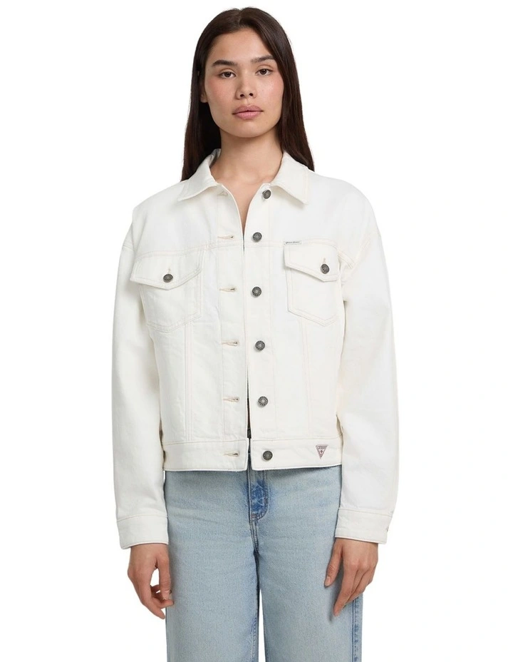 Eco Oversize Trucker Jacket in White image 1