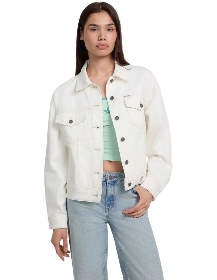 Eco Oversize Trucker Jacket in White image 3