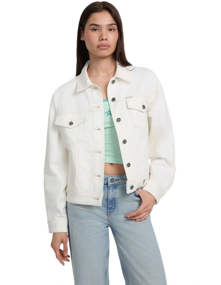 Eco Oversize Trucker Jacket in White image 3