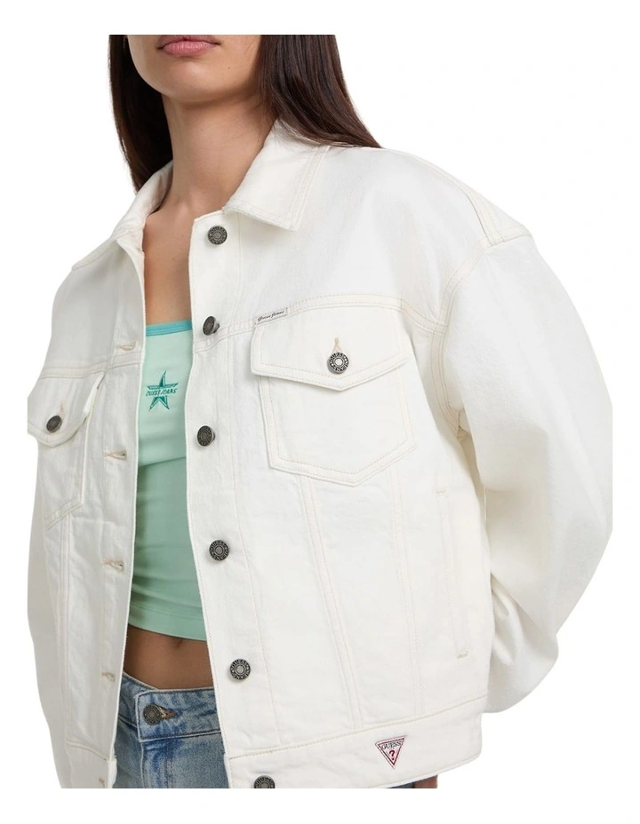 Eco Oversize Trucker Jacket in White image 4