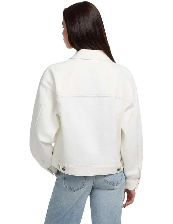 Eco Oversize Trucker Jacket in White image 4