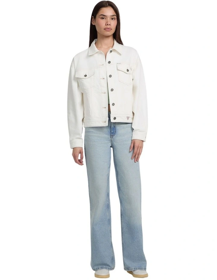 Eco Oversize Trucker Jacket in White image 5
