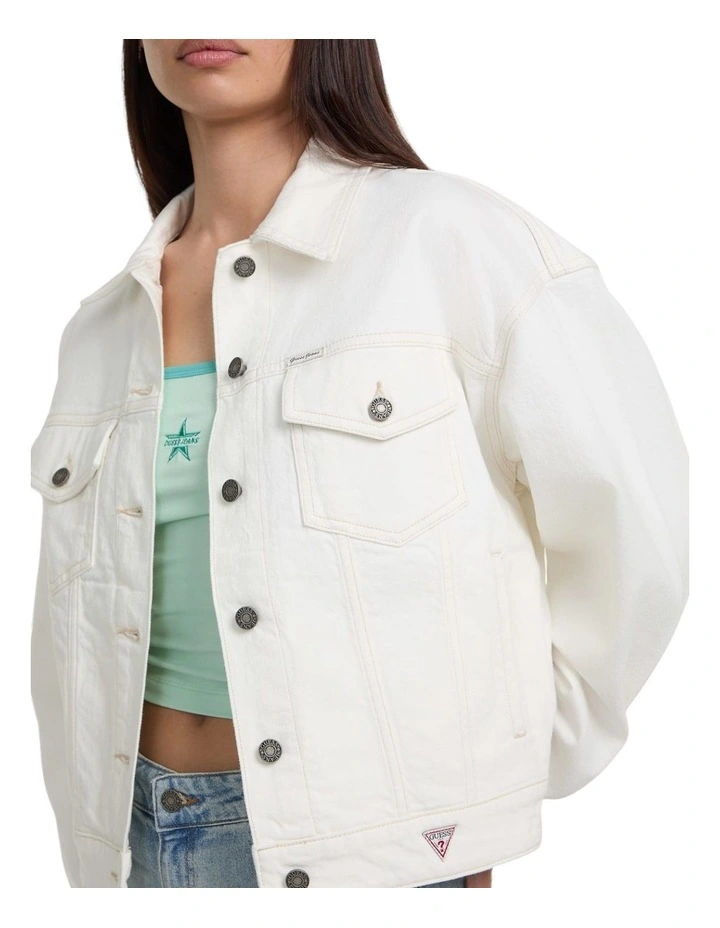 Eco Oversize Trucker Jacket in White image 5