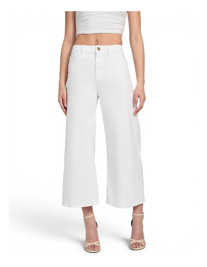 Bellflower Crop Wide Leg Jeans in White image 1