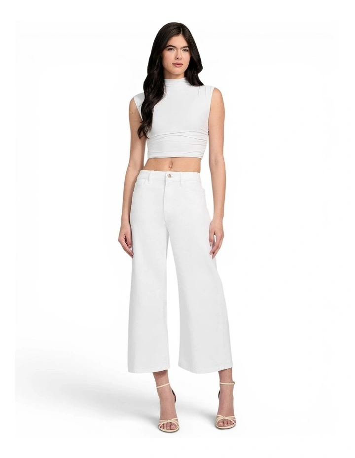 Bellflower Crop Wide Leg Jeans in White image 2