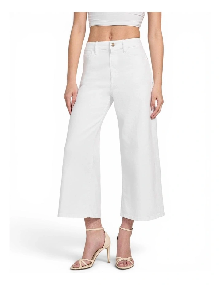 Bellflower Crop Wide Leg Jeans in White image 3