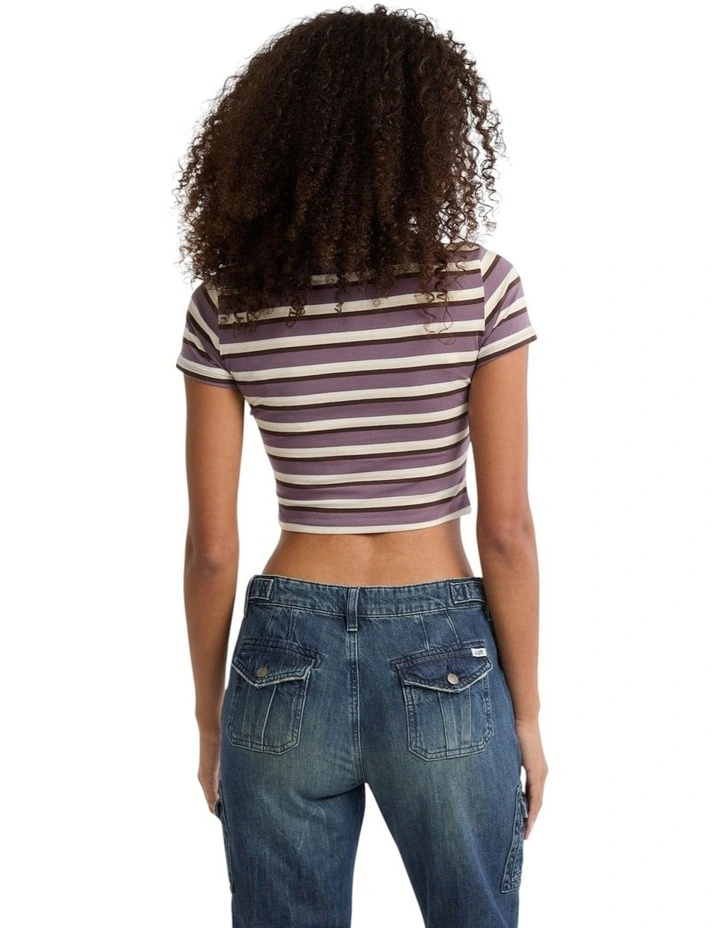 Originals Stripe Core T-shirt in Purple image 3