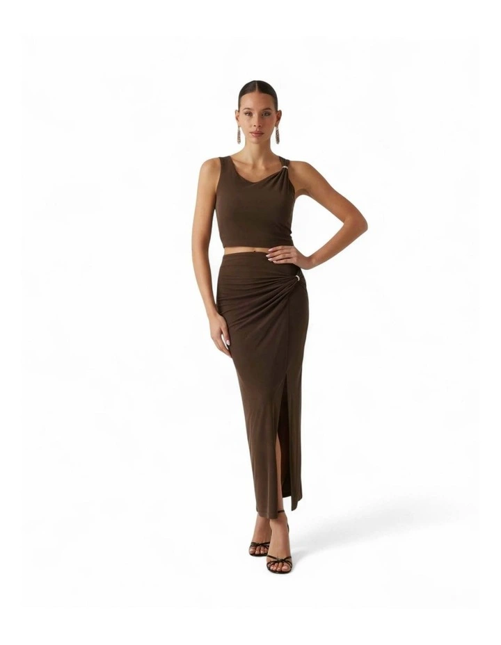 Aimee Jewel Drap Skirt in Brown image 2