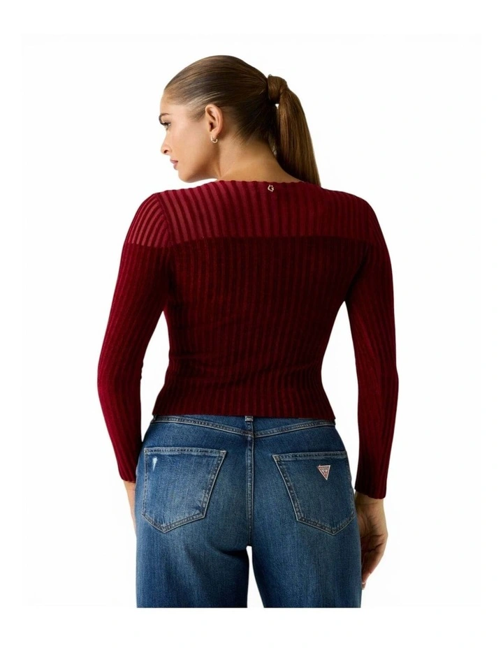 Rowena Rib Chenille Sweater in Red image 2
