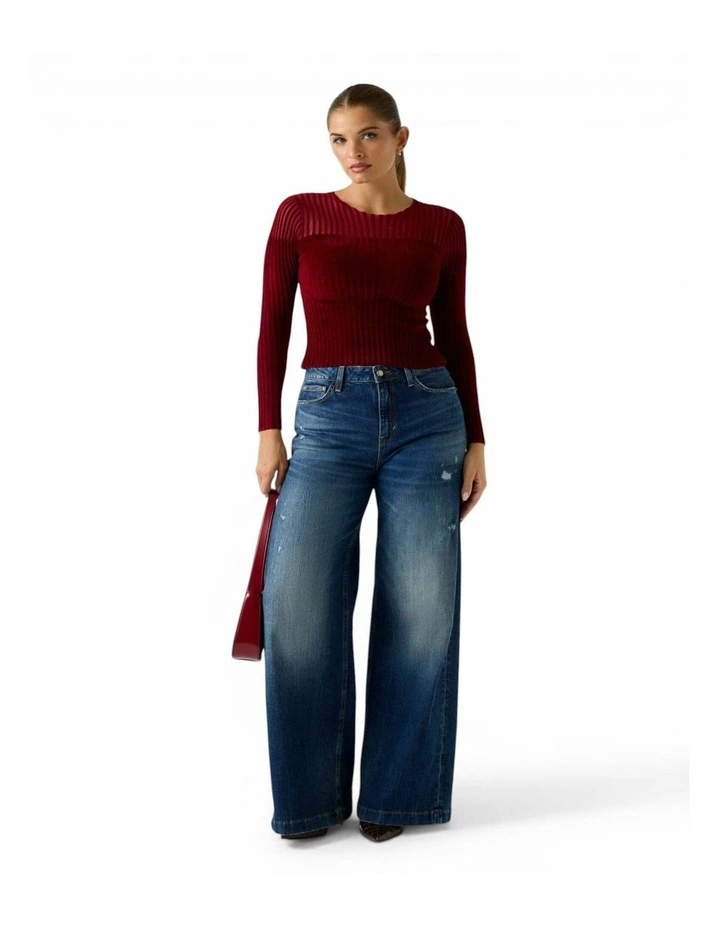 Rowena Rib Chenille Sweater in Red image 4
