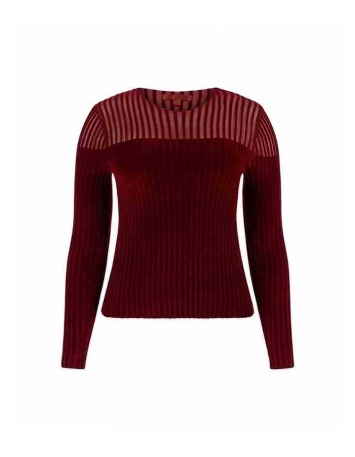 Rowena Rib Chenille Sweater in Red image 5
