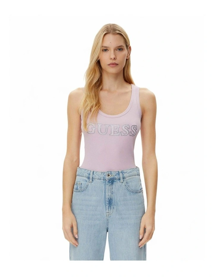 Sleeveless Embellished Tank Top in Pink Logo image 1