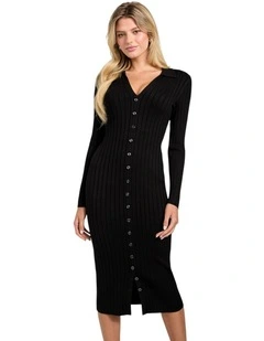 Eco Miranda Ribbed Sweater Dress in Black