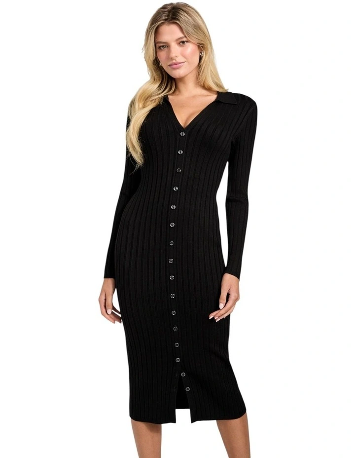 Eco Miranda Ribbed Sweater Dress in Black image 1