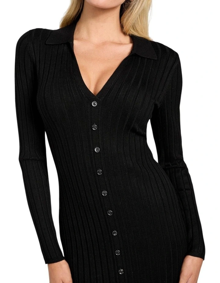 Eco Miranda Ribbed Sweater Dress in Black image 3