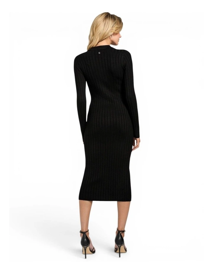 Eco Miranda Ribbed Sweater Dress in Black image 4