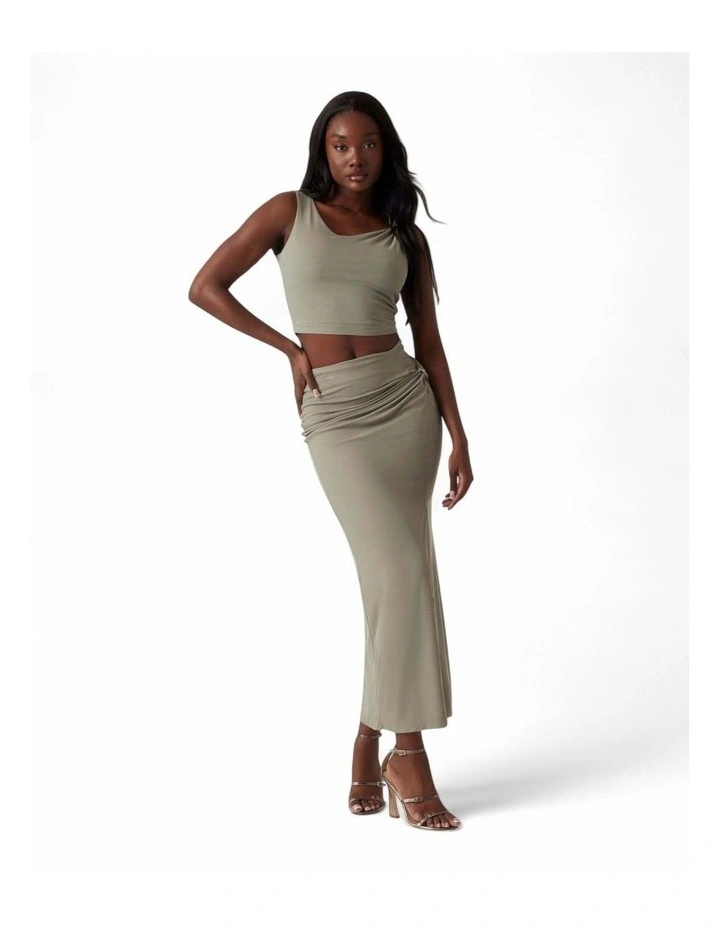 Aimee Jewel Drap Skirt in Green image 2
