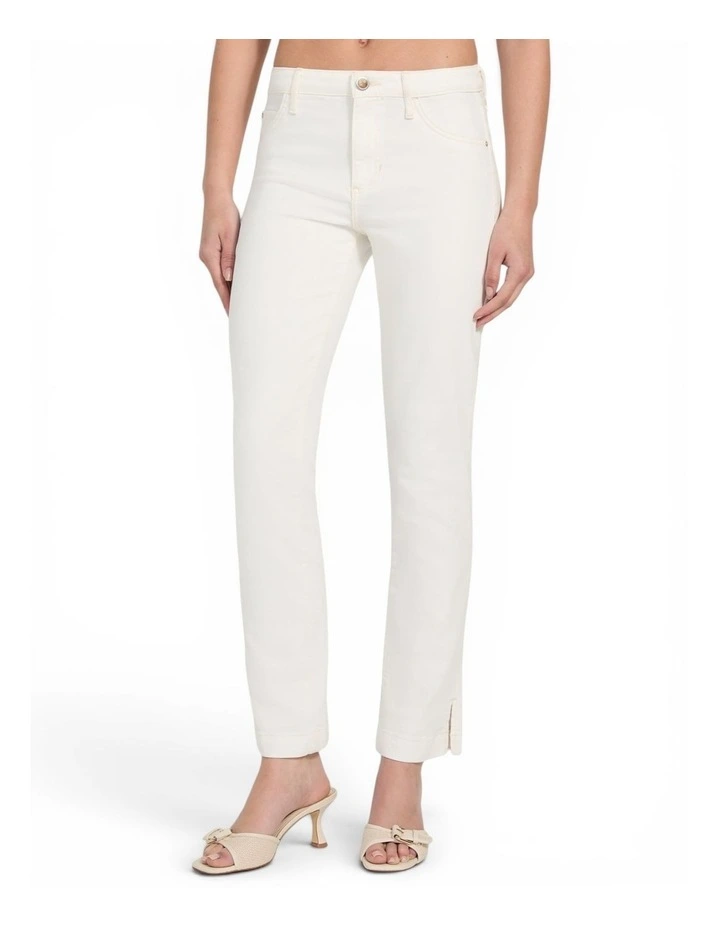 Mid Rise Audrey Slim Cigarette Jeans in White image 4