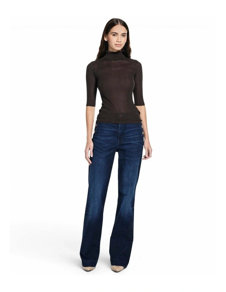 Short Sleeve Rib Lou Sweater in Bark Brown image 2