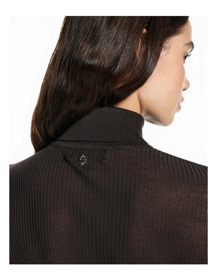 Short Sleeve Rib Lou Sweater in Bark Brown image 4