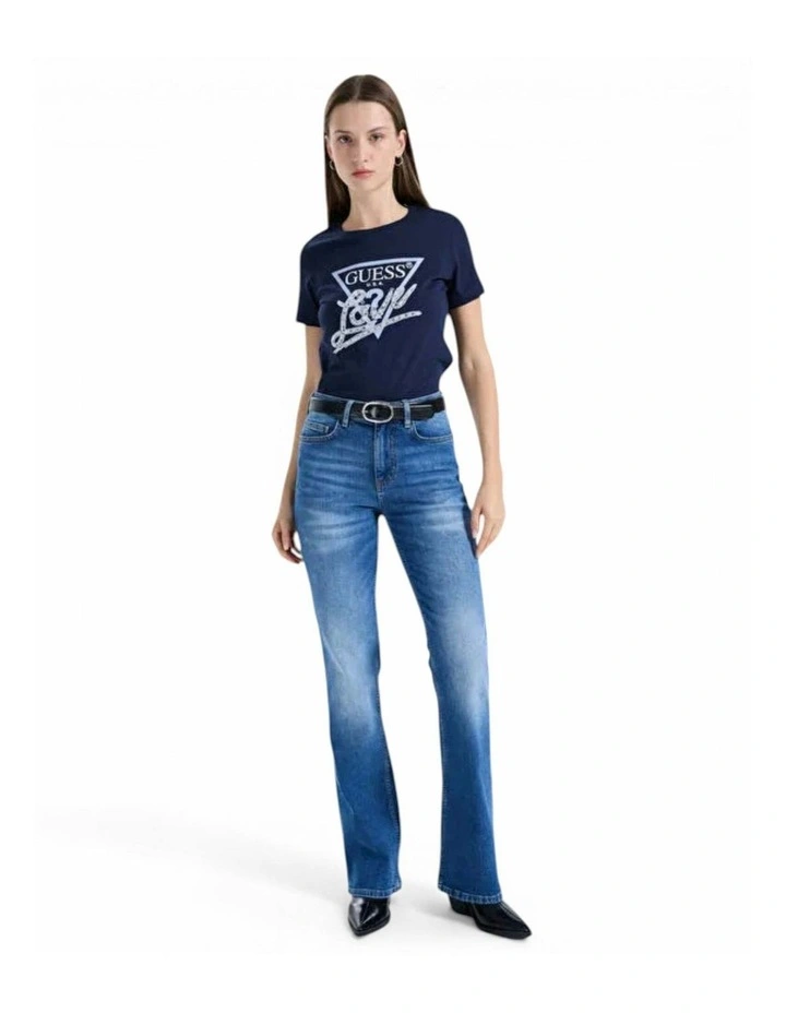 Love Triangle Pearls Short Sleeve T-Shirt in Blue image 2