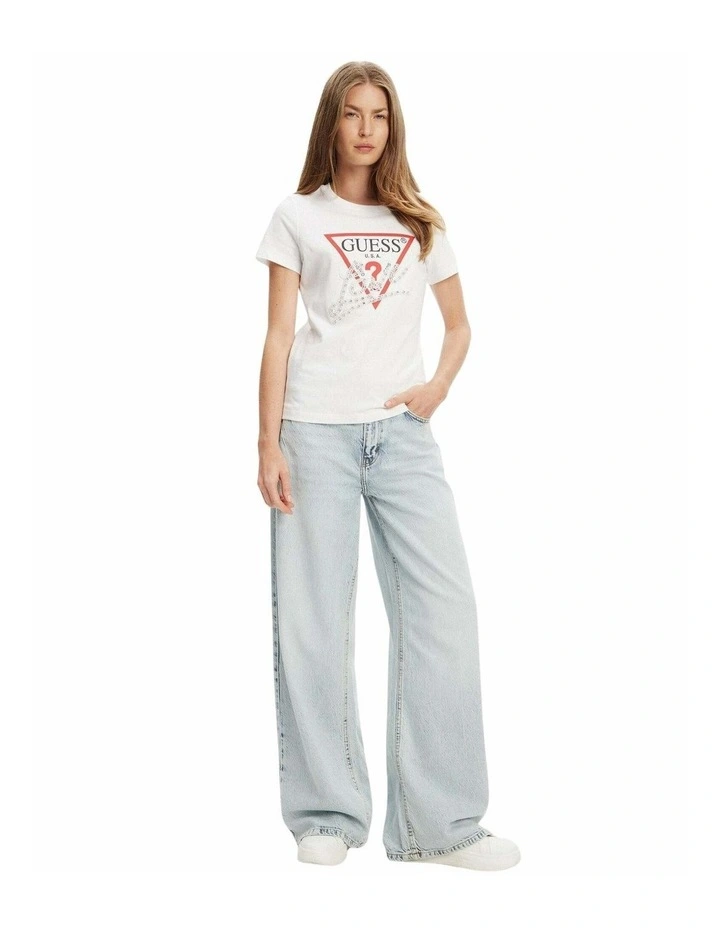 Love Triangle Pearls Short Sleeve T-Shirt in White image 1
