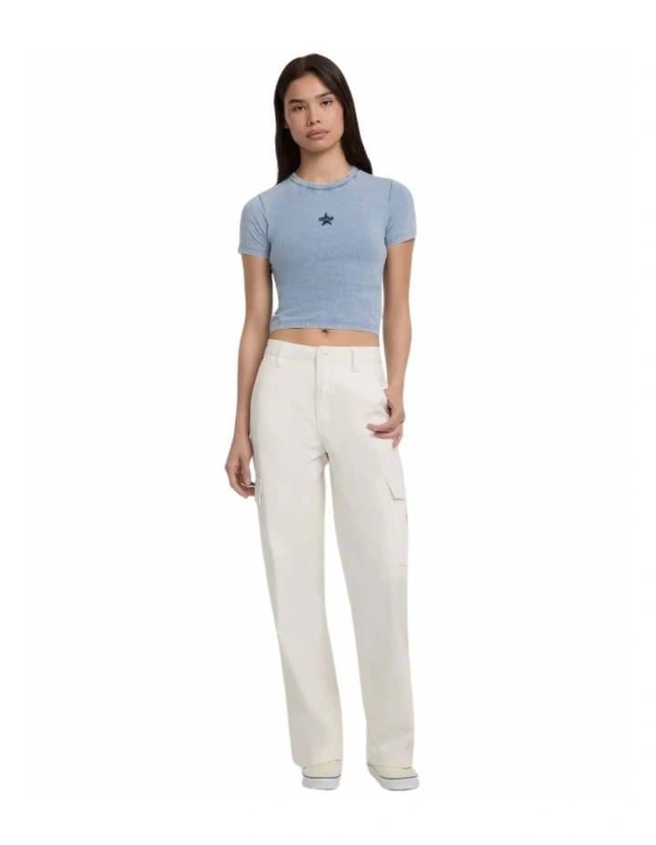 Guess Jeans Crew Neck Star Crop T-Shirt in Blue image 2