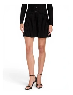 Eco Pleated Miranda Sweater Skirt in Black