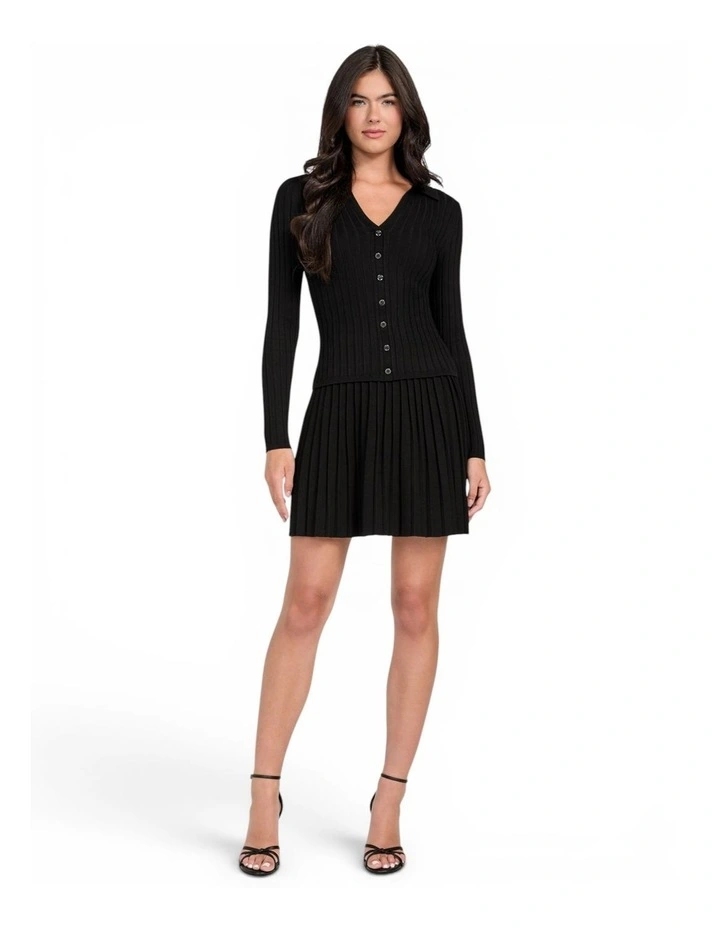 Eco Pleated Miranda Sweater Skirt in Black image 2