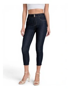 Eco High-Rise Shape Up Capri Jeans in Dark Wash